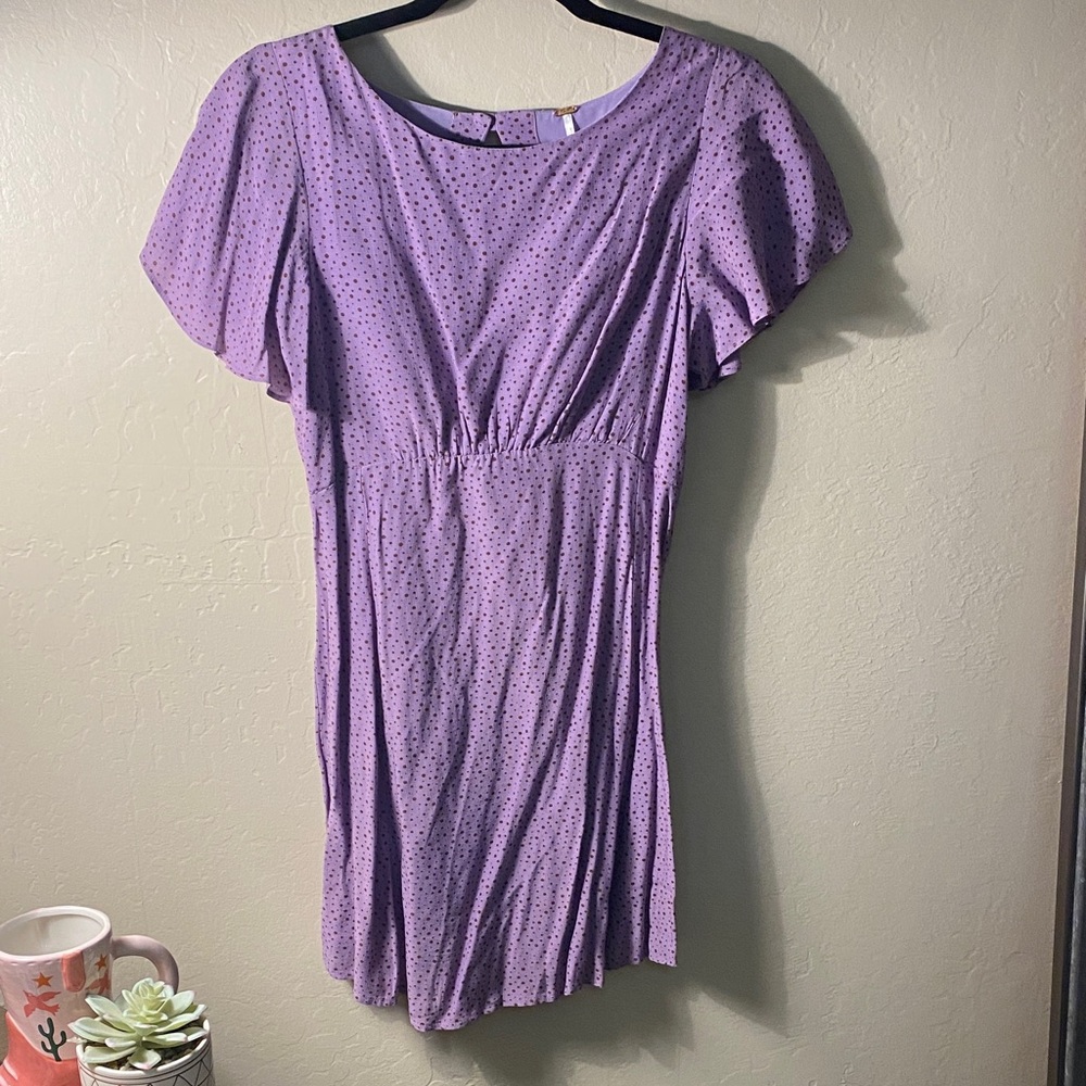 Free People Lavender Polka Dot Mini Dress